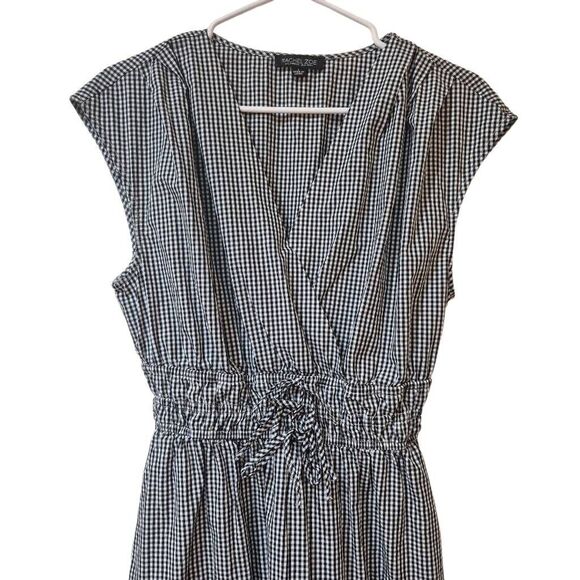 Rachel Zoe Women's Black & White Gingham Cotton Dress w Pockets & Sleeveless - Picture 2 of 12